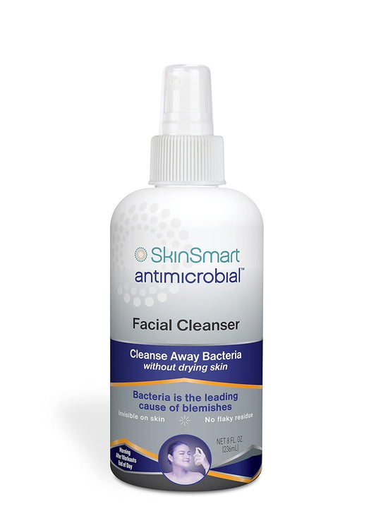 Zermet 1 SkinSmart Facial Cleanser for Acne, Targets Bacteria for Active Teenage Athletes Post Workout and Adult Acne, 8 oz Spray Bottle, Safe for Multiple Daily Uses