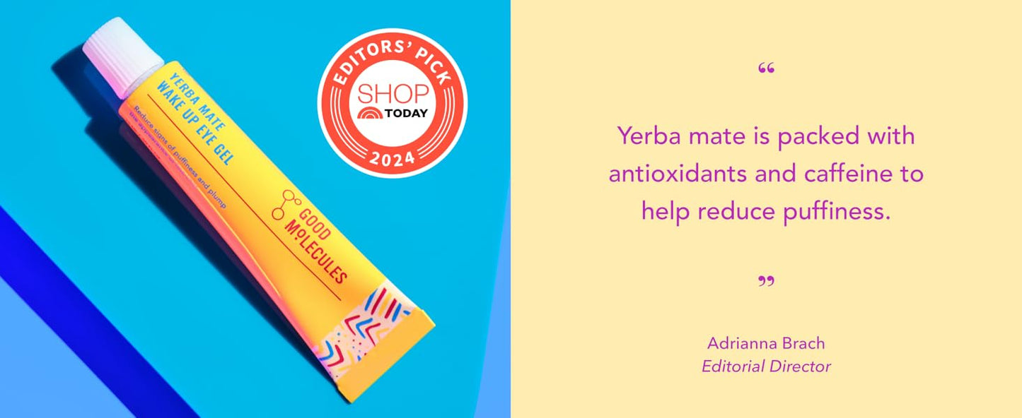 Zermet 1 Good Molecules Yerba Mate Wake Up Eye Gel - Hydrating Under Eye Gel Cream with Hyaluronic Acid and Caffeine - Target Dark Circles and Puffiness - Skin Care for Face