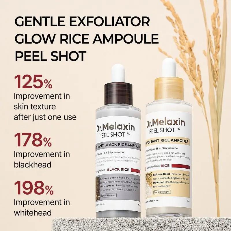 Peel Shot Glow Rice Ampoule Duo -Serums for Brightening, Exfoliating, andMoisturizing -Suitable for All Skin Types