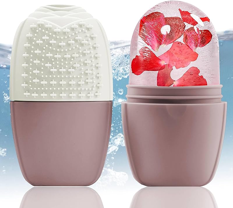 Zermet 1 XHJRI Ice Cube Roller Massager for Face, Eyes and Neck Naturally Conditioning and Skin Care,De-Puff Eye Bags,Reduce Migraine Pain,Reusable Massage Silicone Ice Mold (Pink)