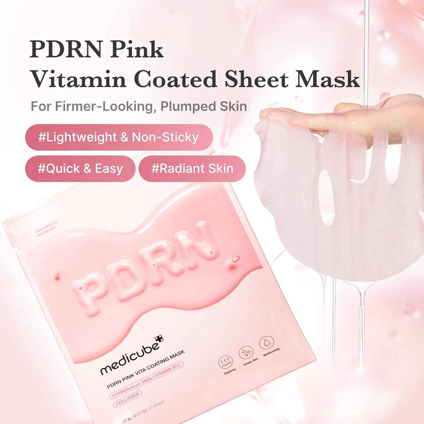 Zermet 1 medicube Salmon DNA Zermet 1  Pink Vita Coating Sheet Mask 10EA - Korean sheet mask for glass skin - Luxurious Home care Mask for Hydration, Firming, and Even Skin Tone, Korean skin care (22g 0.77 x 10ea)