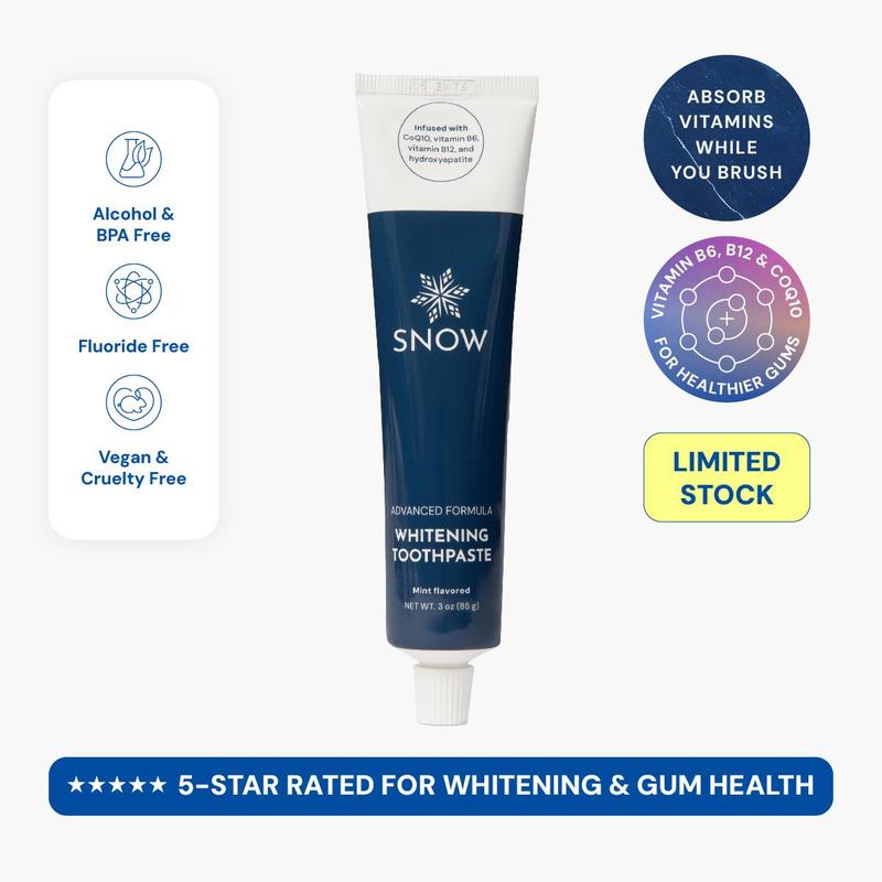 SNOW Vitamin Infused Whitening Toothpaste | Formulated with Hydroxyapatite, CoQ10, Vitamins B12 and B6 | Lavender Flavor