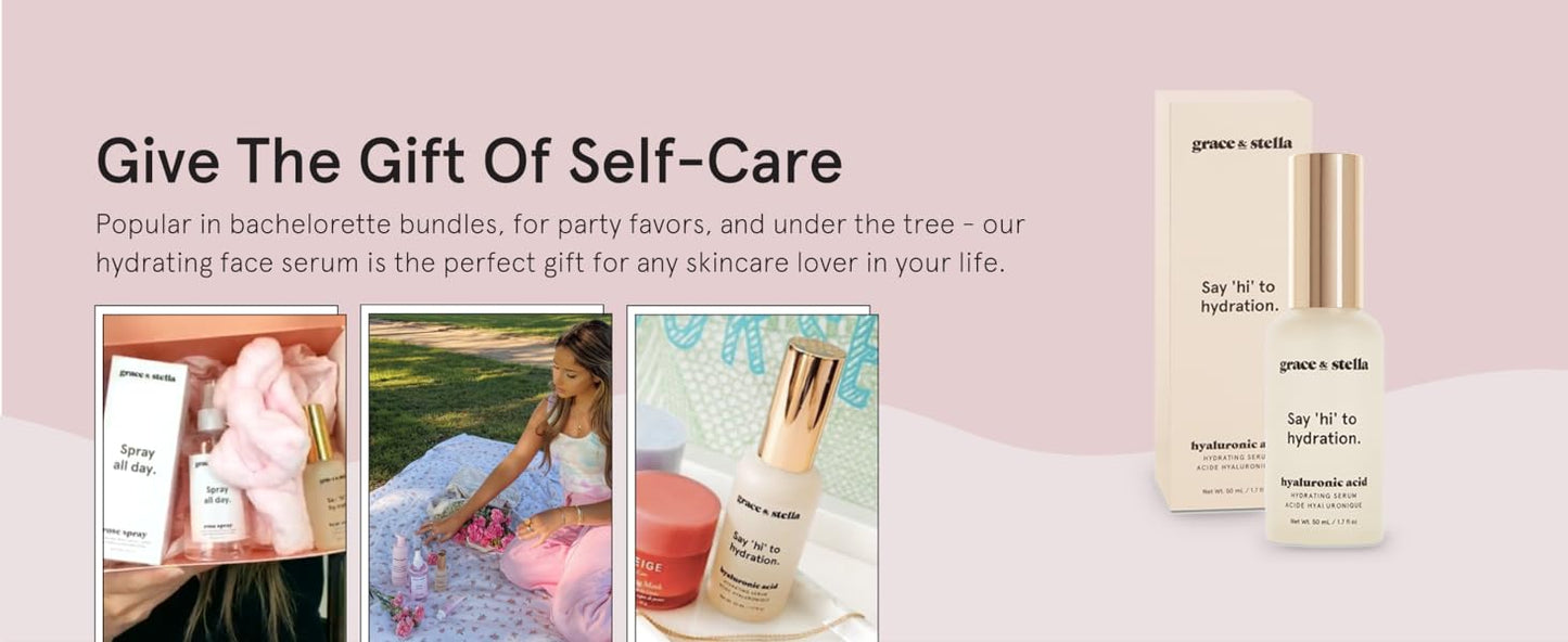 Zermet 1 grace & stella Award Winning Hyaluronic Acid Serum (50ml/1.7 fl oz) Hydrating Hyaluronic Acid Serum for Face - Acido Hialuronico for Women - Remove Fine Lines, Wrinkles, Anti Aging - Vegan Skincare