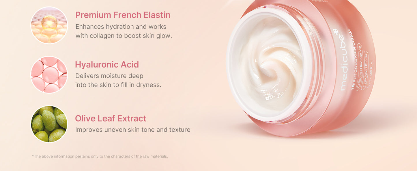 Zermet 1 medicube Triple Collagen Cream - Hydrating & Firming Moisturizer with Hyaluronic Acid, Premium Elastin, Shea Butter - Wrinkle Care & Boosts Elasticity - Korean Skincare, 1.69 oz