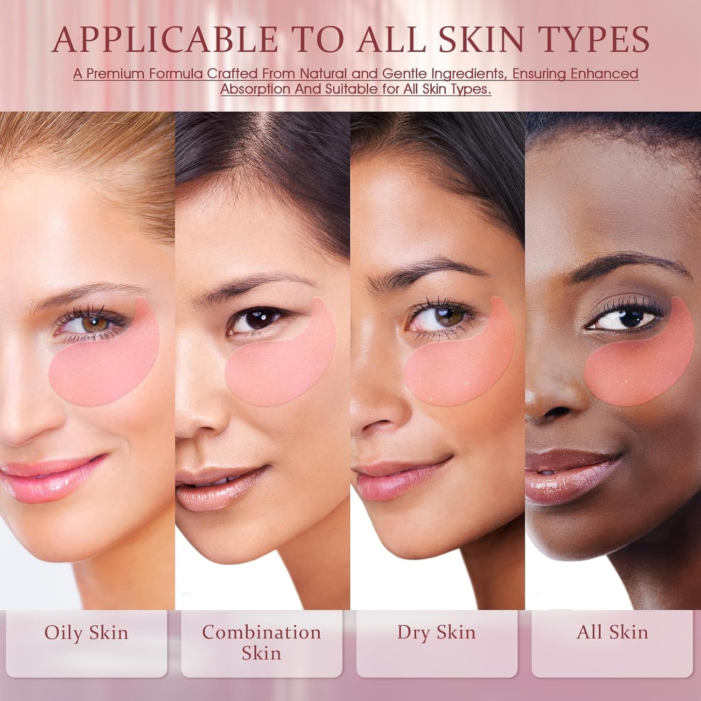 Zermet 1 Under Eye Patches Masks - for Dark Circles, Puffiness, Eye bags,and Fine Lines Smoothing Skin Care Treatment with Collagen and Hyaluronic Acid for Women and Men, (60 Pcs) Pink