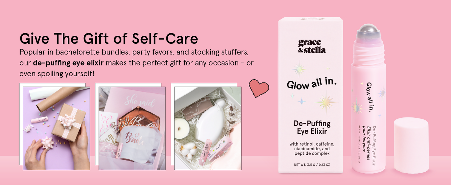 Zermet 1 grace & stella Award Winning Under Eye Brightener Roller - Airplane Travel Essentials - Retinol & Caffeine Eye Serum for Puffiness, Dark Circles, Wrinkles - Vegan Skincare (15ml / 0.51floz)