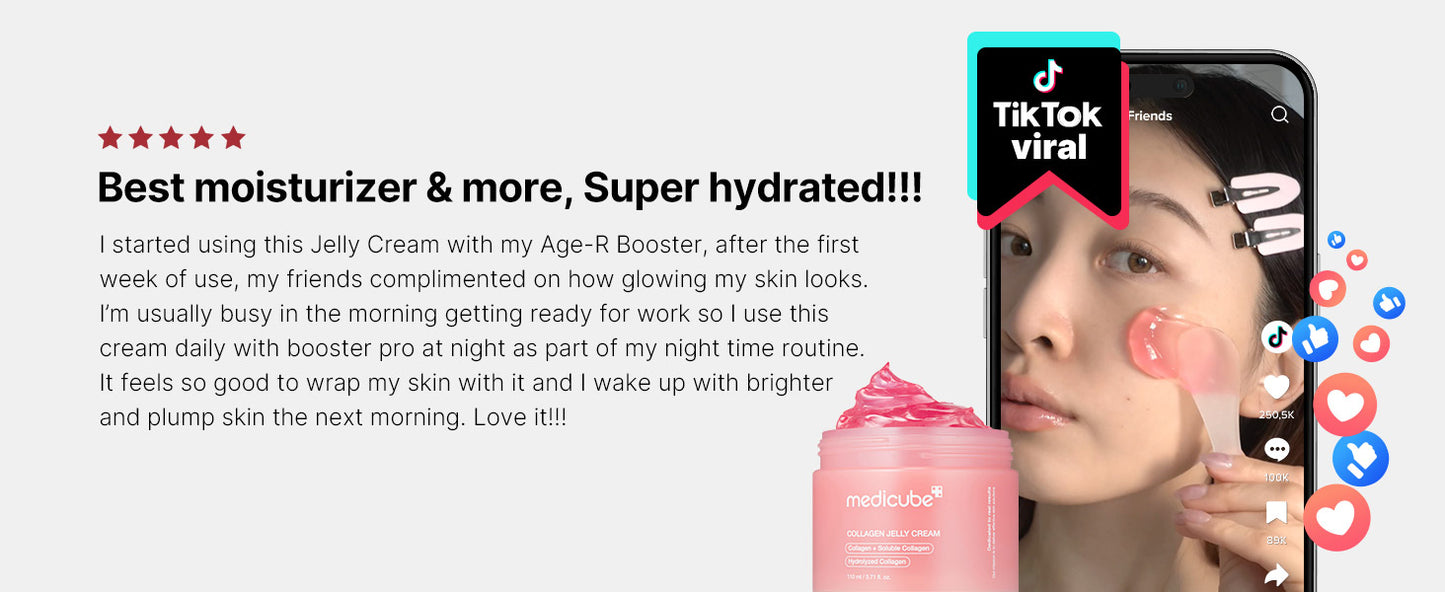 Zermet 1 Medicube Collagen Jelly Cream- Niacinamide & Freeze-Dried Hydrolyzed Collagen - Boosts skin's barrier hydration and gives 24h Glow & Lifted Look - Korean skincare (1.69 Fl Oz (Pack of 1))