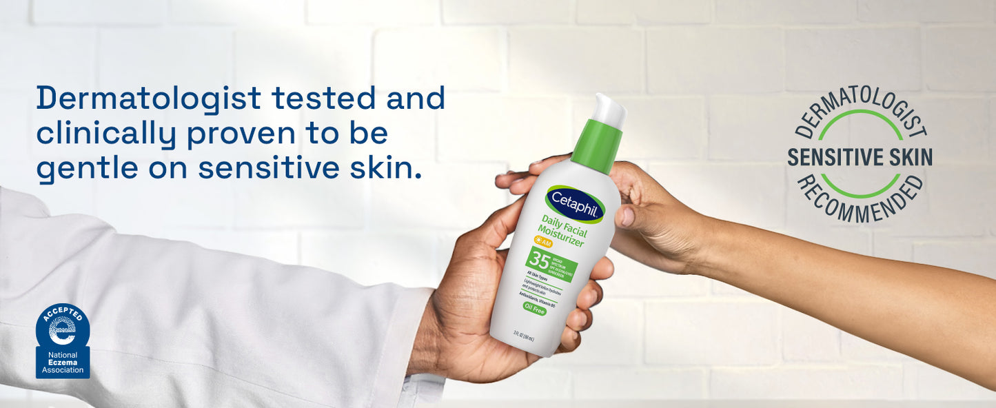 Zermet 1 Cetaphil Face Moisturizer, Daily Oil Free Facial Moisturizer with SPF 35, For Dry or Oily Combination Sensitive Skin, Fragrance Free Face Lotion