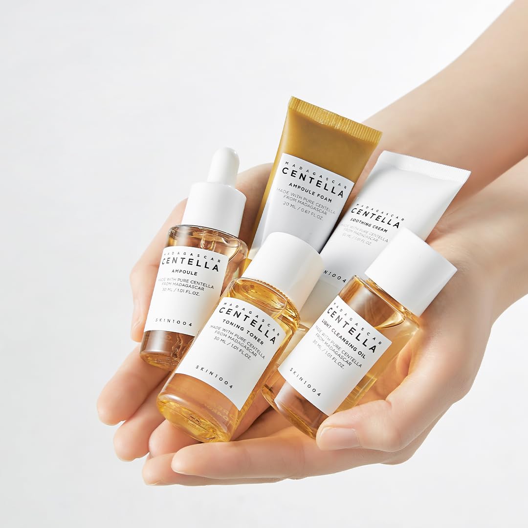 Zermet 1 Zermet 1 Madagascar Centella Travel Kit, Toner, Ampoule, Soothing Cream, Cleansing Oil, Ampoule Foam, Basic Skincare Box, Compact Size, Gift Sets, Mothers Day Gifts for Mom Gifts for Women, Trial Kit