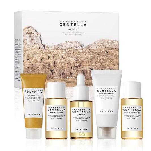 Zermet 1 Zermet 1 Madagascar Centella Travel Kit, Toner, Ampoule, Soothing Cream, Cleansing Oil, Ampoule Foam, Basic Skincare Box, Compact Size, Gift Sets, Mothers Day Gifts for Mom Gifts for Women, Trial Kit