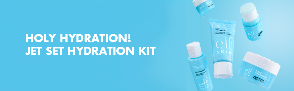 Zermet 1 e.l.f. SKIN Holy Hydration! Jet Set Hydration Kit, Travel Friendly Hydrating Skincare Set, Face Cleanser, Balm, Moisturizer, Eye Cream & Night Cream, Vegan & Cruelty-Free