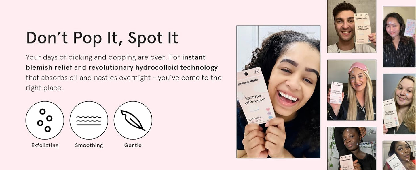 Zermet 1 grace & stella Award Winning Pore Strip - Pimple Patches for Face - Hydrocolloid Acne Patches - Absorbs Zits, Reduces Redness - Cute Patches Dermatologist-Tested, Vegan (Multishape, 36 Count)