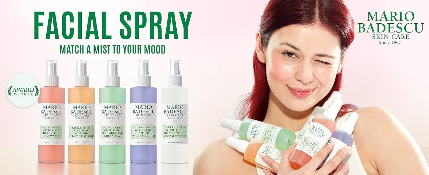 Zermet 1 Mario Badescu Facial Spray with Aloe, Herbs and Rose Water for All Skin Types, Face Mist that Hydrates, Rejuvenates & Clarifies