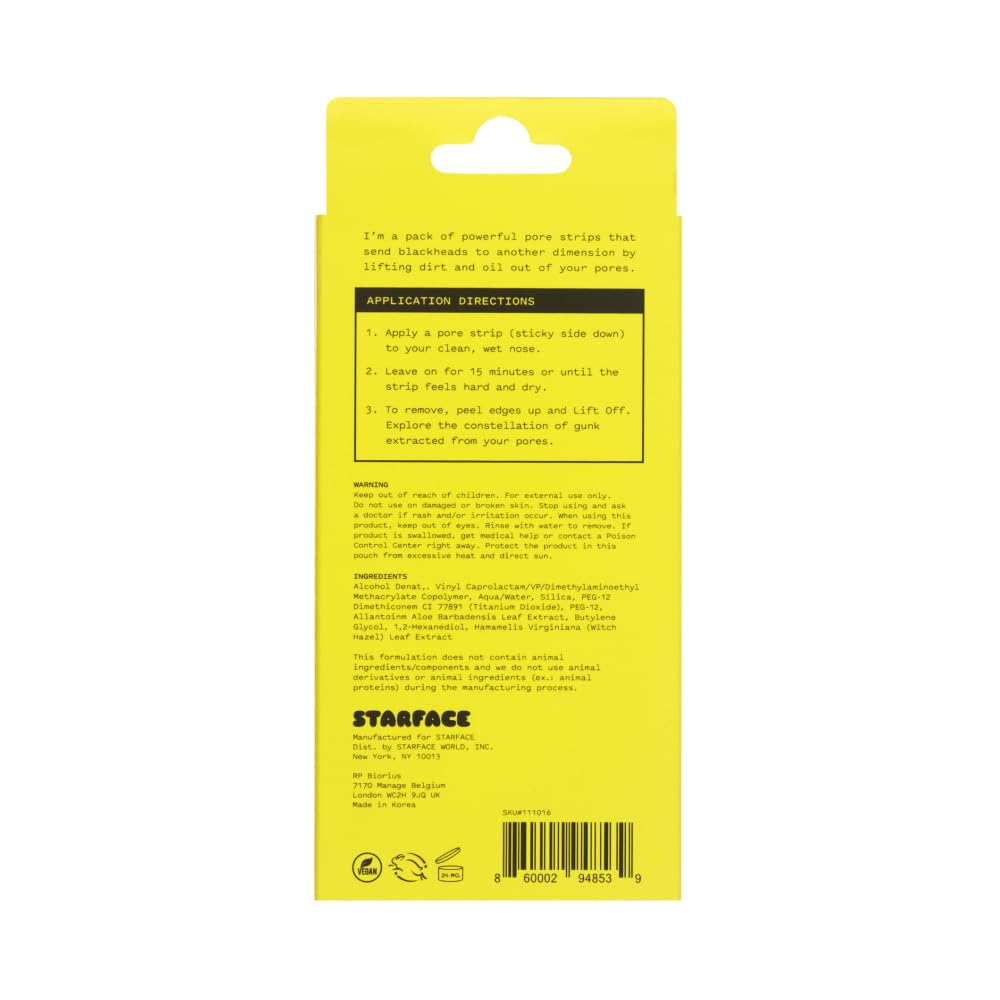 Zermet 1 Starface World Lift Off Pore Strips, Blackhead Remover, Deep Cleansing Nose Strip, Patches for Pores (8 count)