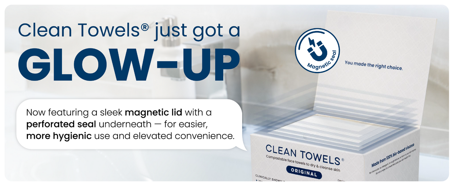 Zermet 1 Clean Skin Club Clean Towels XL™, 100% USDA Biobased Face Towel, Disposable Face Towelette, Eczema Association Accepted, Makeup Remover Dry Wipes, Ultra Soft, 50 Ct, 1 Pack