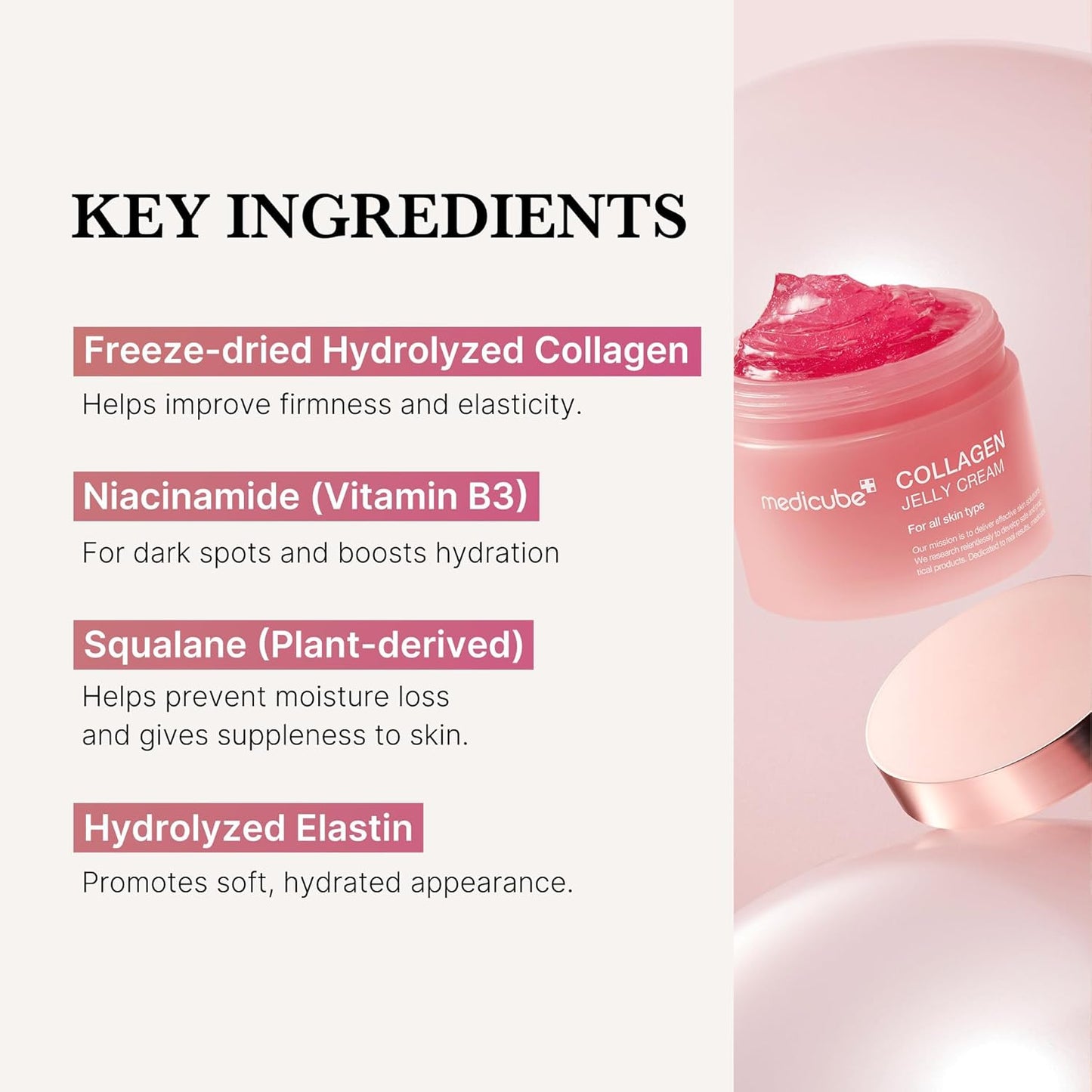 Zermet 1 Medicube Collagen Jelly Cream- Niacinamide & Freeze-Dried Hydrolyzed Collagen - Boosts skin's barrier hydration and gives 24h Glow & Lifted Look - Korean skincare (1.69 Fl Oz (Pack of 1))