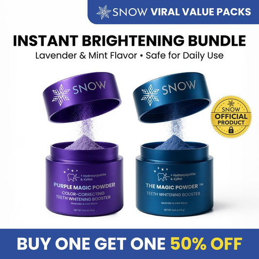 Zermet Teeth Whitening Magic Powder & Purple Powder Bundle - Buy One Get One 50% Off - Lavender & Mint Flavor - Dual Action Formula for Stain Removal & Color Correction - Safe for Daily Use -
