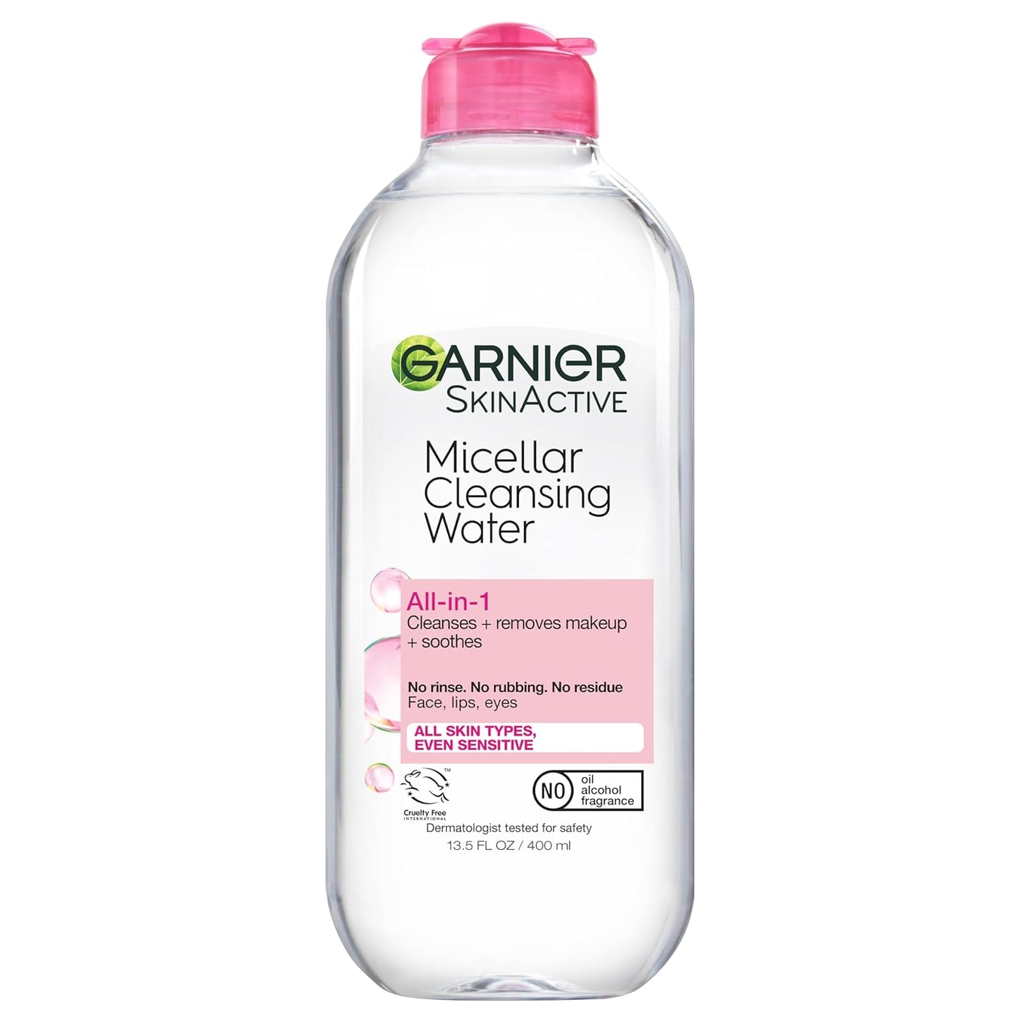 Zermet 1 Garnier Micellar Water, Hydrating Facial Cleanser & Makeup Remover, Suitable for Sensitive Skin, Vegan, Cruelty Free, 13.5 Fl Oz (400mL), 1 Count