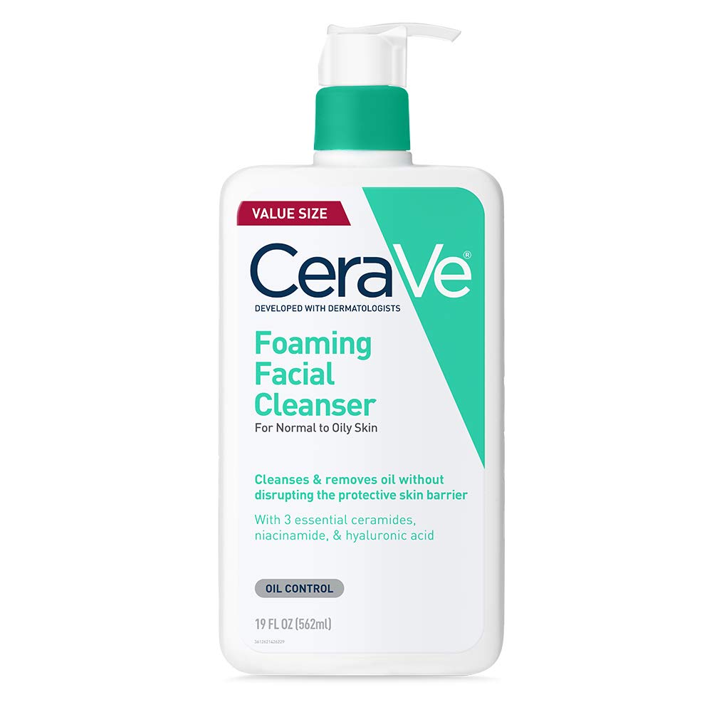 Zermet 1 CeraVe Foaming Facial Cleanser, Daily Face Wash for Oily Skin, Hyaluronic Acid + Ceramides + Niacinamide, Fragrance Free & Paraben Free, Non-Drying Oil Control Face Wash, 19 Fluid Ounce