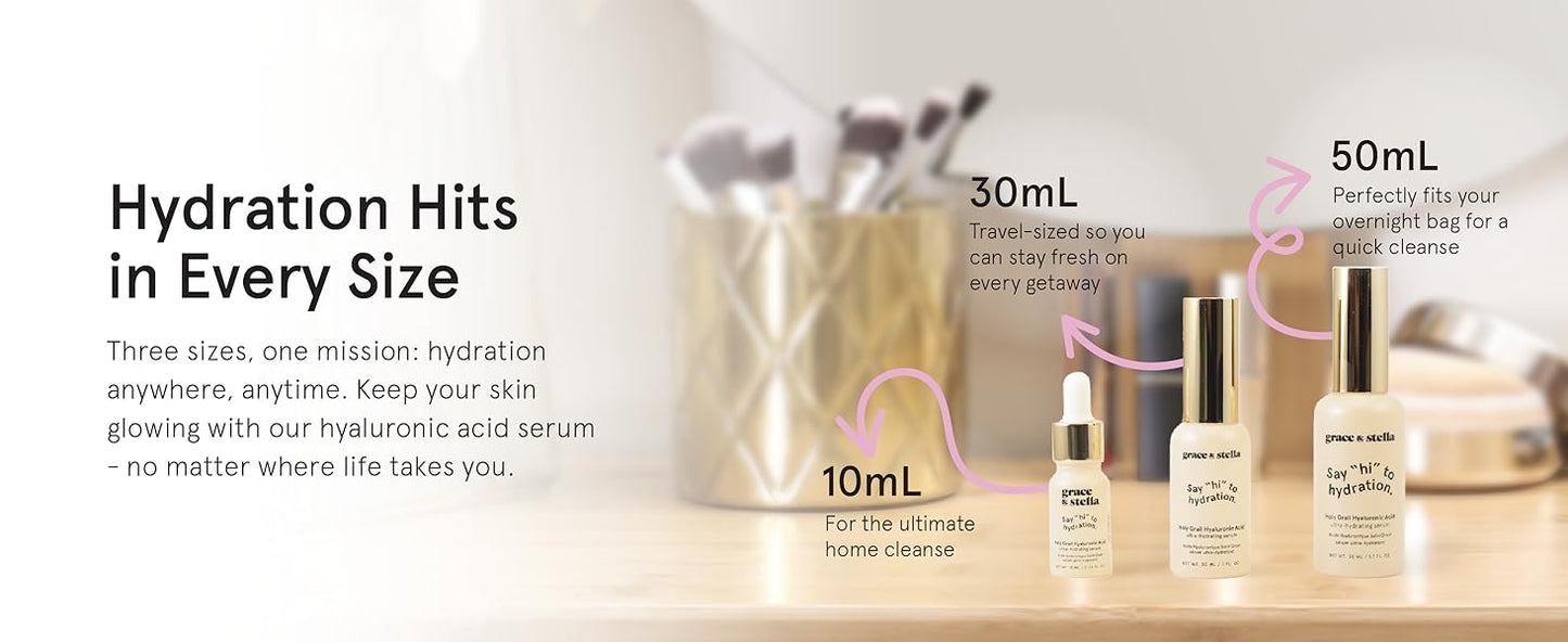 Zermet 1 grace & stella Award Winning Hyaluronic Acid Serum (50ml/1.7 fl oz) Hydrating Hyaluronic Acid Serum for Face - Acido Hialuronico for Women - Remove Fine Lines, Wrinkles, Anti Aging - Vegan Skincare