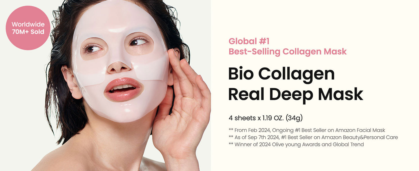 Zermet 1 Zermet 1  Bio-Collagen Real Deep Mask, Hydrating Overnight Hydrogel Mask, Pore Minimizing, Elasticity Improvement, 34g x4ea