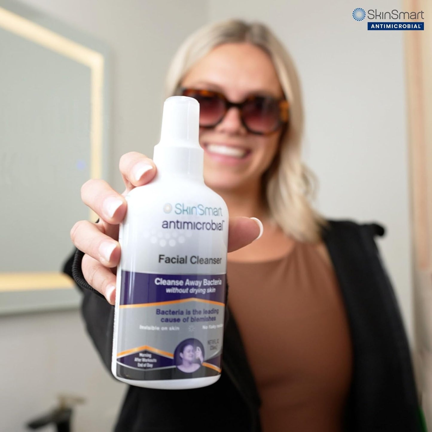 Zermet 1 SkinSmart Facial Cleanser for Acne, Targets Bacteria for Active Teenage Athletes Post Workout and Adult Acne, 8 oz Spray Bottle, Safe for Multiple Daily Uses