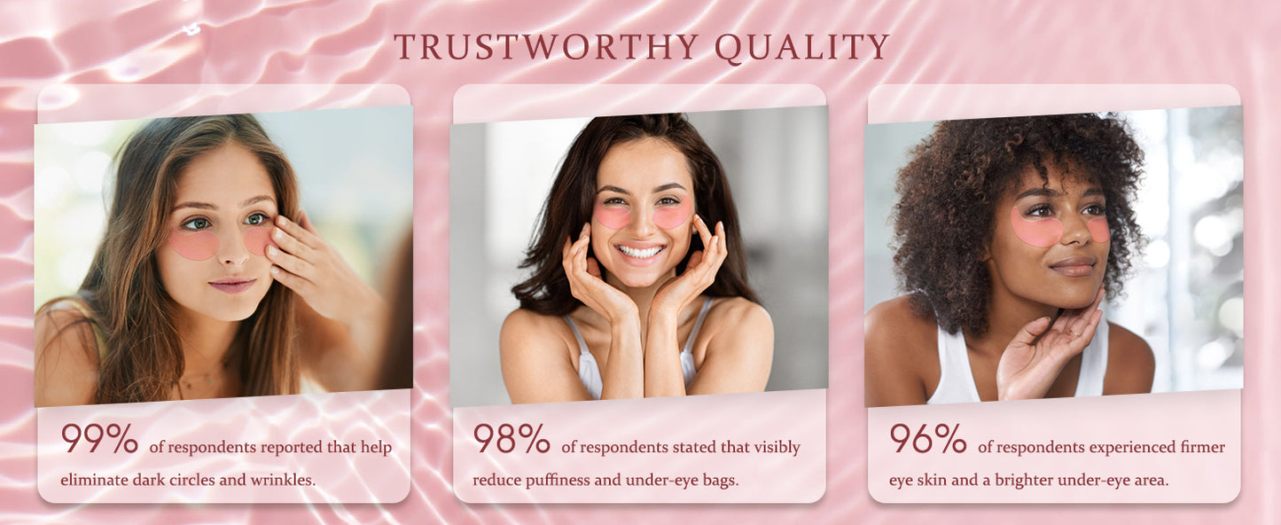 Zermet 1 Under Eye Patches Masks - for Dark Circles, Puffiness, Eye bags,and Fine Lines Smoothing Skin Care Treatment with Collagen and Hyaluronic Acid for Women and Men, (60 Pcs) Pink