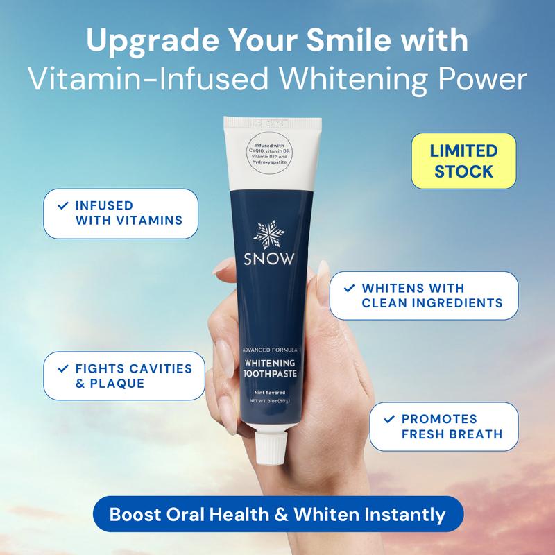 SNOW Vitamin Infused Whitening Toothpaste | Formulated with Hydroxyapatite, CoQ10, Vitamins B12 and B6 | Lavender Flavor