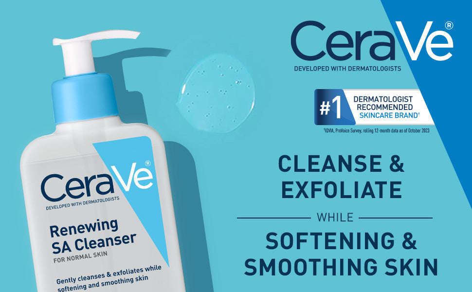 Zermet 1 CeraVe Renewing Salicylic Acid Cleanser, Formulated With Hyaluronic Acid, Niacinamide, & Ceramides, Gentle BHA Exfoliating Face Wash Smooths & Softens Skin, Non Comedogenic & Fragrance Free, 16 Ounce