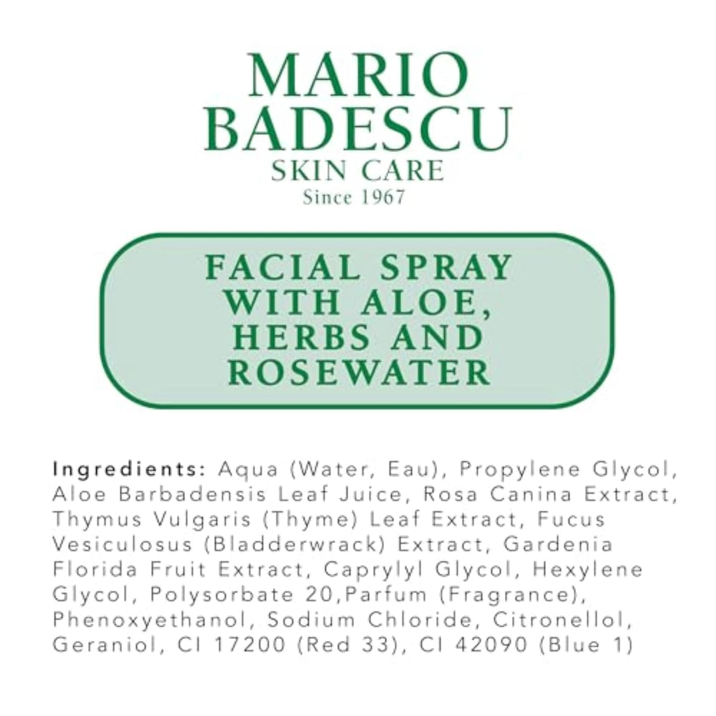 Zermet 1 Mario Badescu Facial Spray with Aloe, Herbs and Rose Water for All Skin Types, Face Mist that Hydrates, Rejuvenates & Clarifies