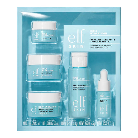 Zermet 1 e.l.f. SKIN Holy Hydration! Hydrated Ever After Skincare Mini Kit, Cleanser, Makeup Remover, Moisturiser & Eye Cream For Hydrating Skin, Airplane-Friendly Sizes
