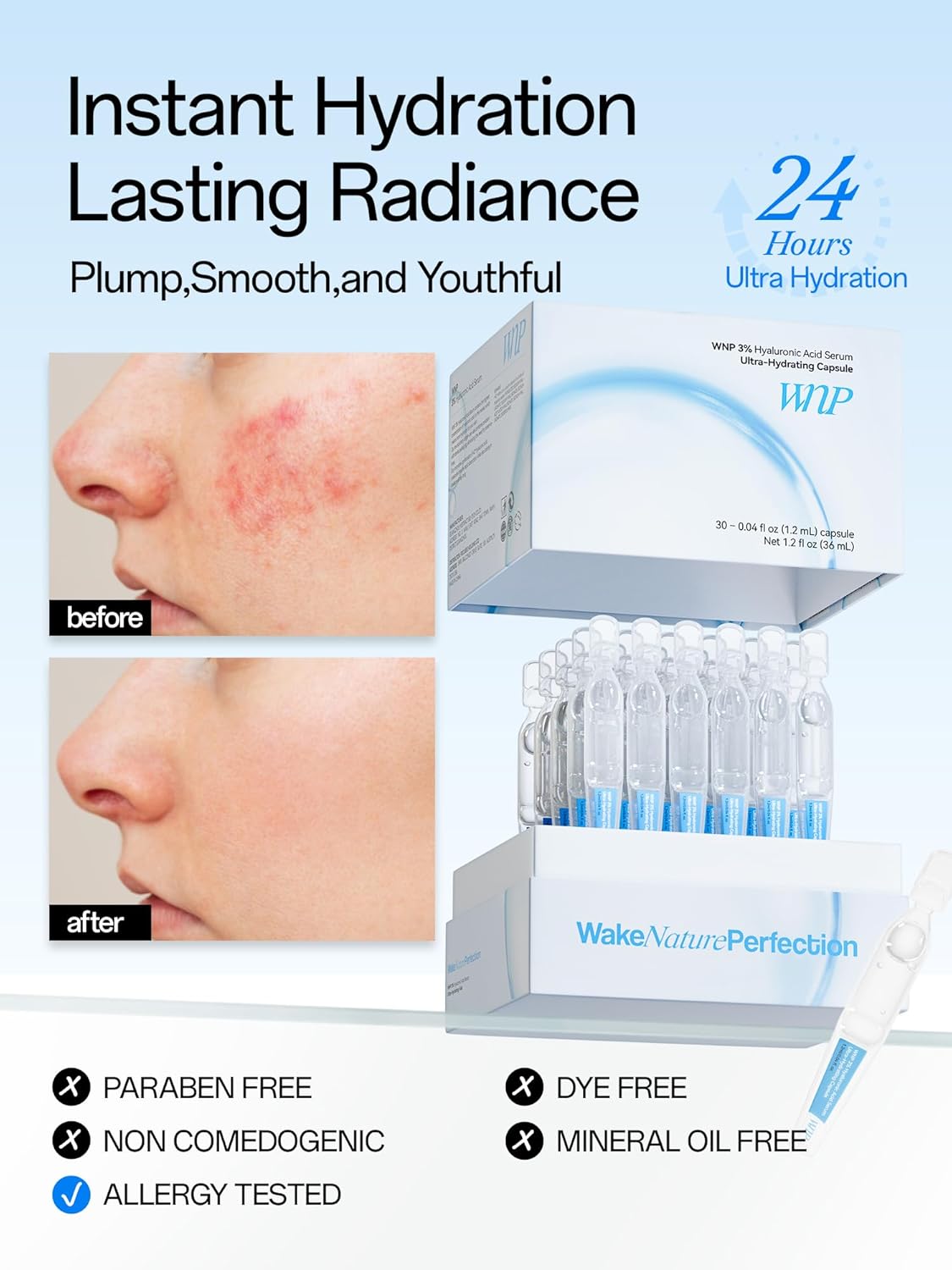 Zermet 1 Zermet 1  3% 4D Hyaluronic Acid Serum Ultra Hydrating Serum Smoother Skin|Pre-makeup SkinCare|Anti-Aging serum for face Single-Use Vials Skincare for Dry&Sensitive skin(1.2 ml)*30