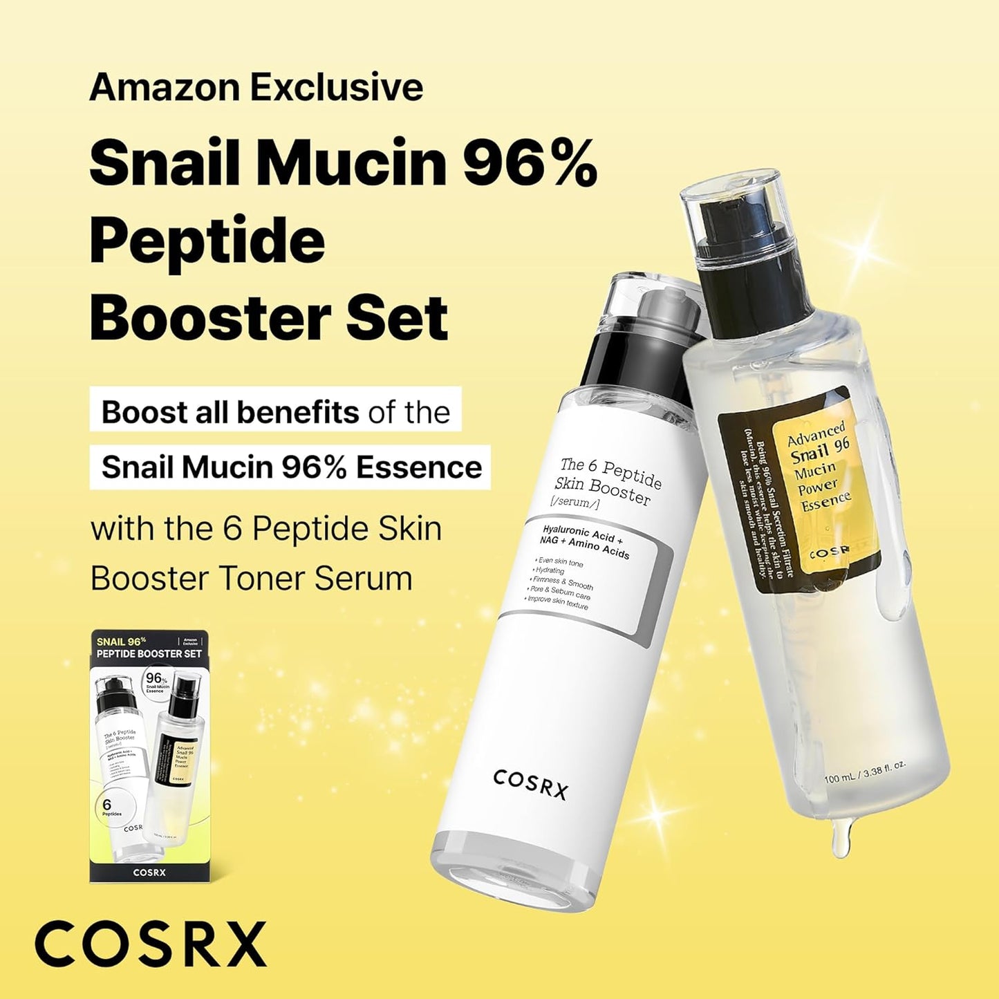 Zermet 1 Zermet 1  Snail Mucin 96% Peptide Booster Set - Amazon Exclusive - Korean Skin Care, Gift Sets, Skin Care Sets for Women, Advanced Snail Mucin Serum, Face Serum
