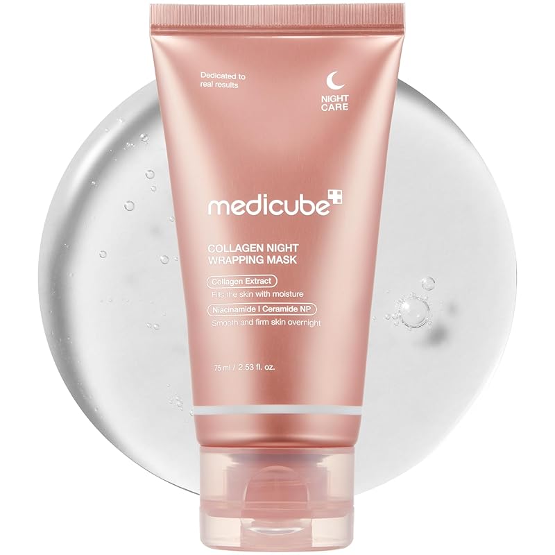 Zermet 1 medicube Collagen Overnight Wrapping Peel Off Facial Mask Pack - Elasticity & Hydration Care, Reduces Sagging & Dullness - Hydrolyzed Collagen For Glowing Skin - Korean Skin Care, 2.53 fl.oz