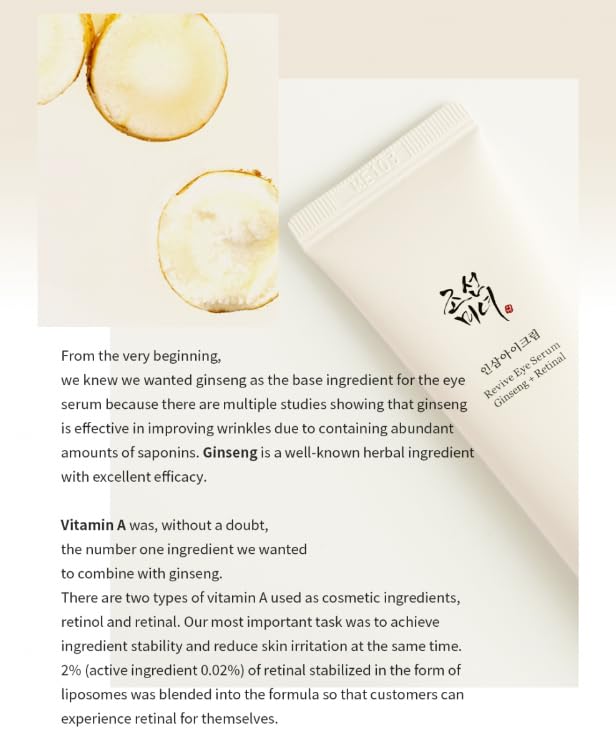 Zermet 1 Beauty of Joseon Revive Eye Serum with Retinal Niacinamide Correction for Puffy Eye Bags Fine Lines Dark Circles Wrinkles, Korean Skin Care 30ml, 1 fl.oz