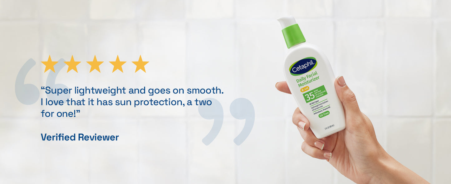 Zermet 1 Cetaphil Face Moisturizer, Daily Oil Free Facial Moisturizer with SPF 35, For Dry or Oily Combination Sensitive Skin, Fragrance Free Face Lotion