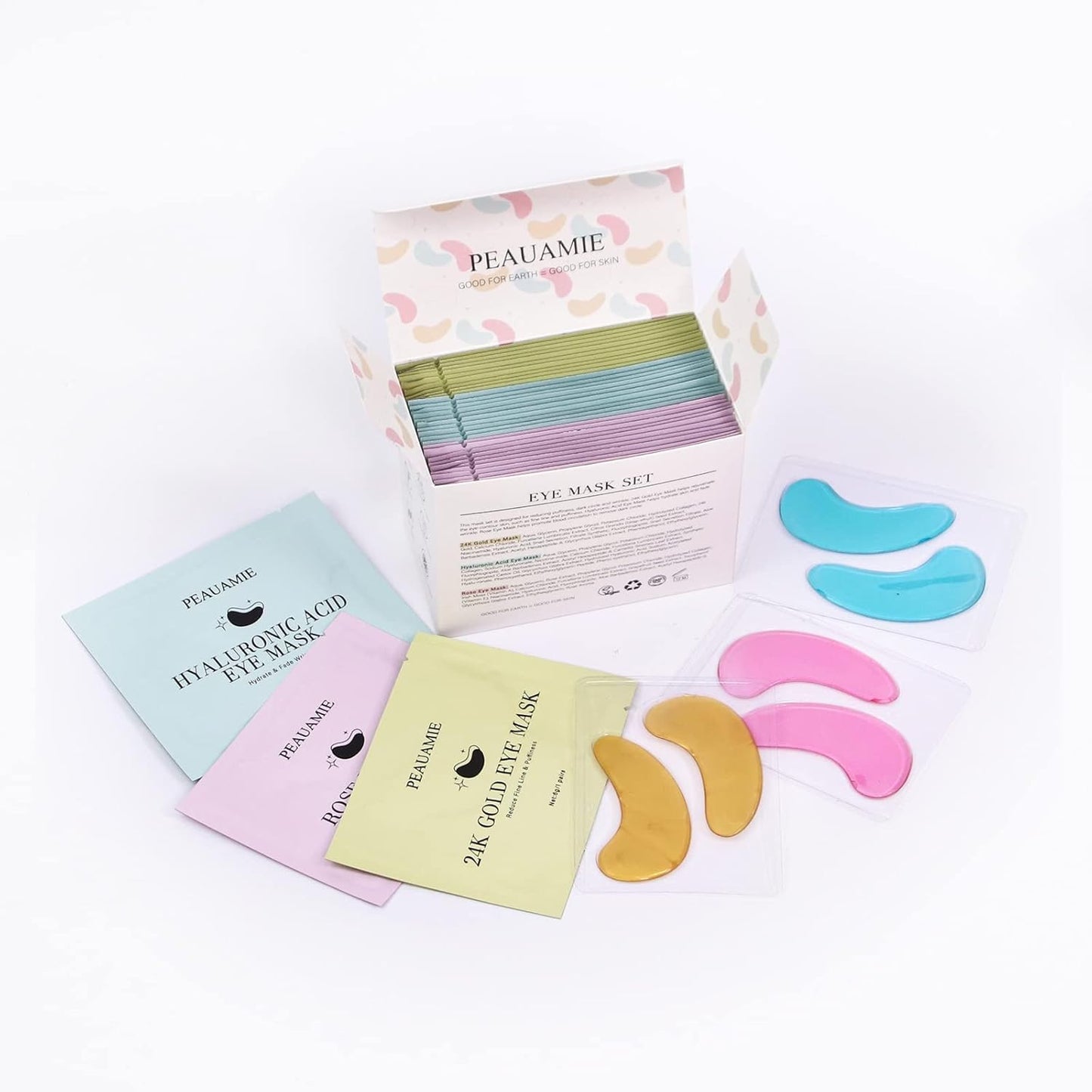 Zermet 1 Under Eye Patches Gold and Hyaluronic Acid for puffy eyes,Rose Eye Masks for Dark Circles and Puffiness skin care Smooth Wrinkles products 30 Pairs