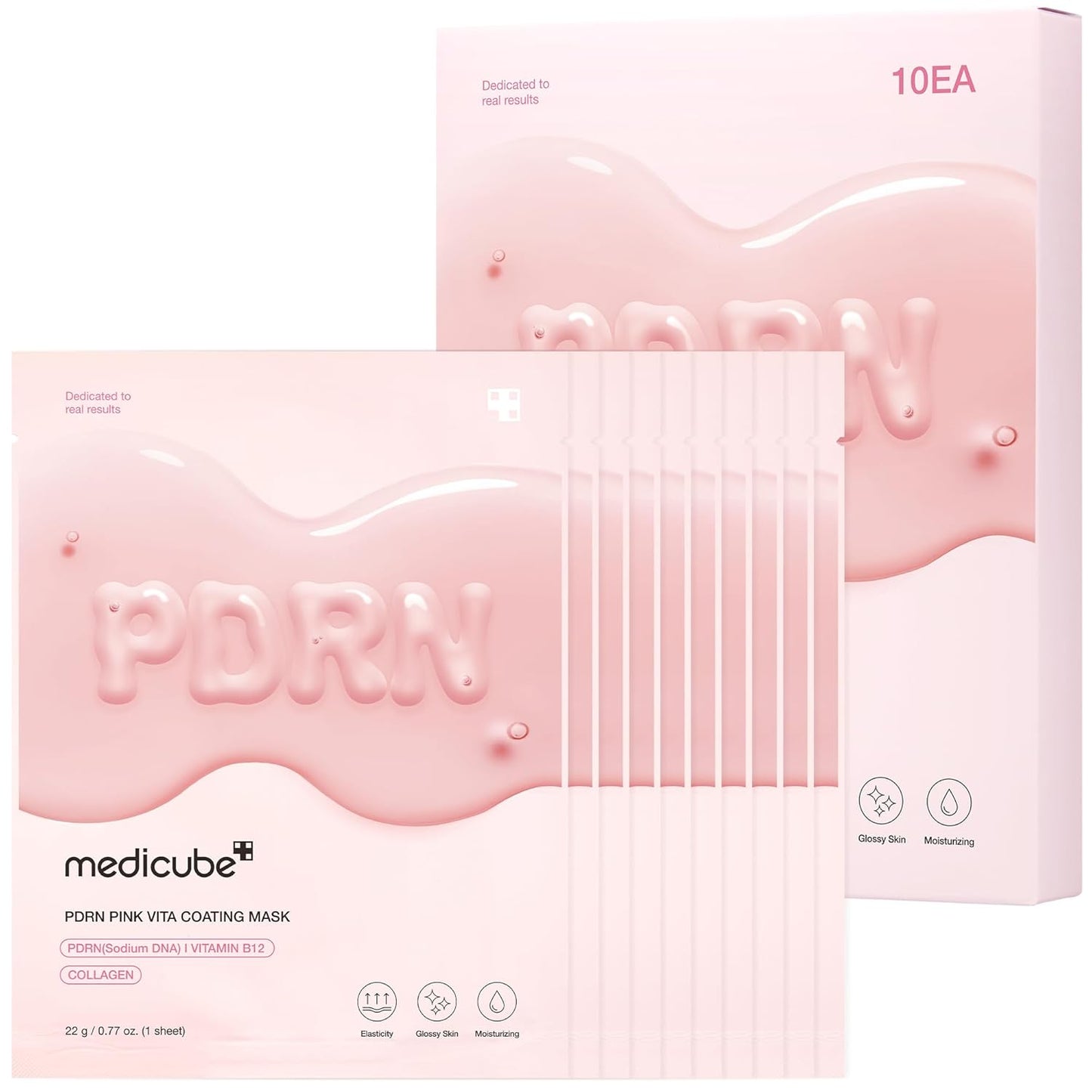 Zermet 1 medicube Salmon DNA Zermet 1  Pink Vita Coating Sheet Mask 10EA - Korean sheet mask for glass skin - Luxurious Home care Mask for Hydration, Firming, and Even Skin Tone, Korean skin care (22g 0.77 x 10ea)