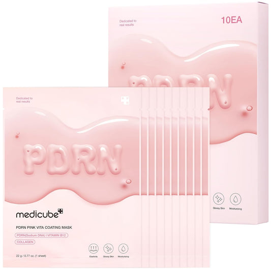 Zermet 1 medicube Salmon DNA Zermet 1  Pink Vita Coating Sheet Mask 10EA - Korean sheet mask for glass skin - Luxurious Home care Mask for Hydration, Firming, and Even Skin Tone, Korean skin care (22g 0.77 x 10ea)