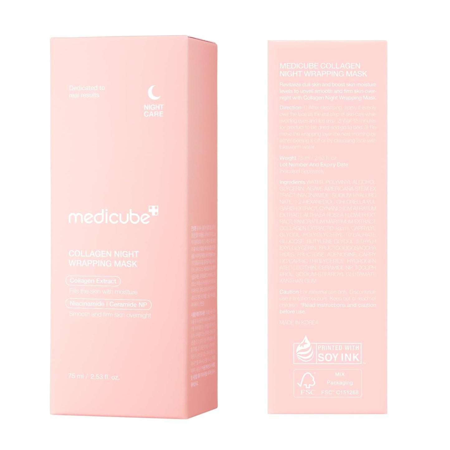 Zermet 1 medicube Collagen Overnight Wrapping Peel Off Facial Mask Pack - Elasticity & Hydration Care, Reduces Sagging & Dullness - Hydrolyzed Collagen For Glowing Skin - Korean Skin Care, 2.53 fl.oz