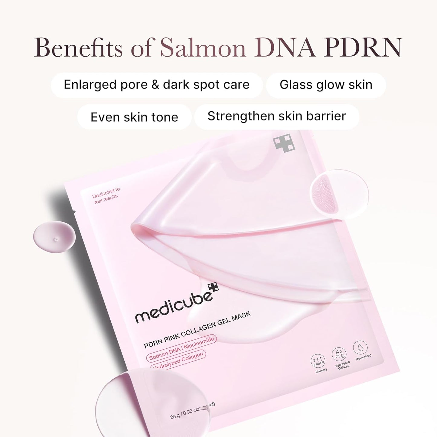 Zermet 1 medicube Salmon DNA Zermet 1  pink collagen jelly gel mask | overnight face mask for glass glow skin- elasticity, hydrating, firming and moisturizing | korean skincare, 28g, 4ea