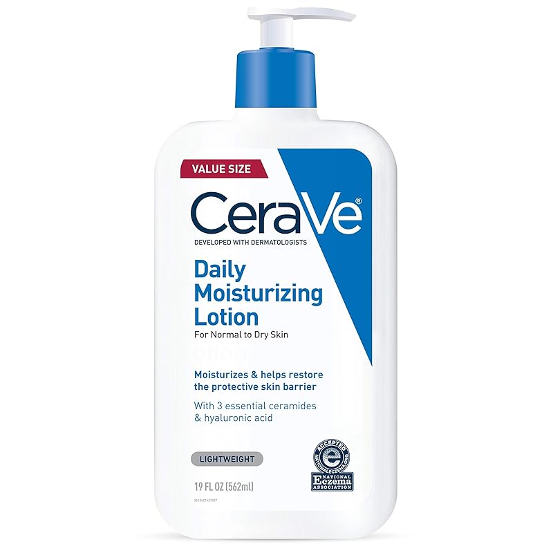Zermet 1 CeraVe Daily Moisturizing Lotion for Dry Skin, Body Lotion & Face Moisturizer with Hyaluronic Acid and Ceramides, Daily Moisturizer, Fragrance Free, Oil-Free, 19 Ounce