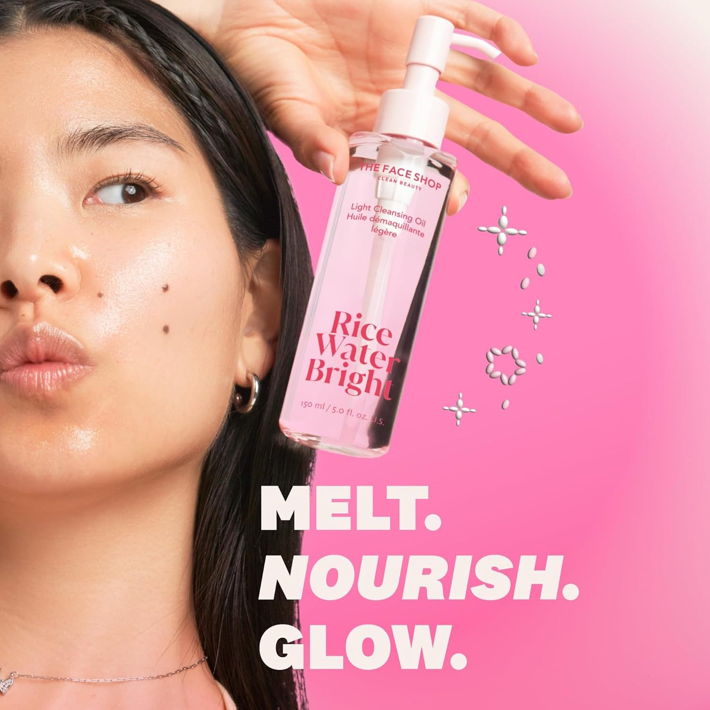 Zermet 1 The Face Shop Rice Water Bright Double Cleansing Duo Set with Ceramide, Korean Skin Care, Gentle Face Wash & Pore Control Cleansing Oil, Hydrating, Moisturizing, Vegan Facial Cleanser, Makeup Remover