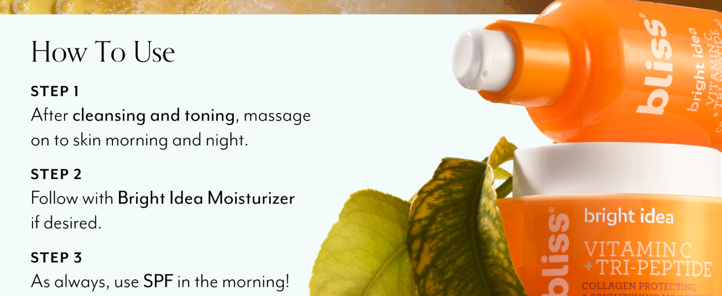 Zermet 1 Bliss Vitamin C + Tri-Peptide Bright Idea Serum – 15% Brightening + Barrier Boost Complex for Radiant, Firm Skin – Anti-Aging Face Serum Boosts Collagen & Elasticity - 1 fl oz