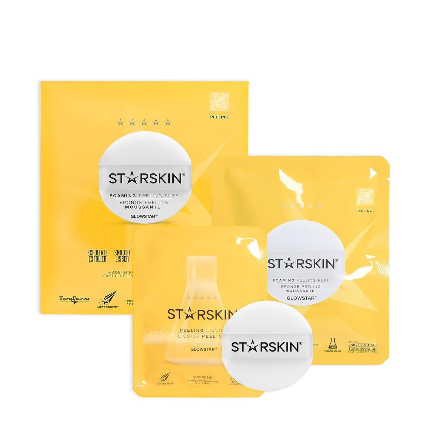 Zermet 1 STARSKIN Glowstar, Facial Radiance Pads with Lactic and Glycolic Acid, AHA Exfoliant infused with Vitamin C Serum, Face Peeling Puff, Optimal for Soft Scrub, K Beauty Skincare