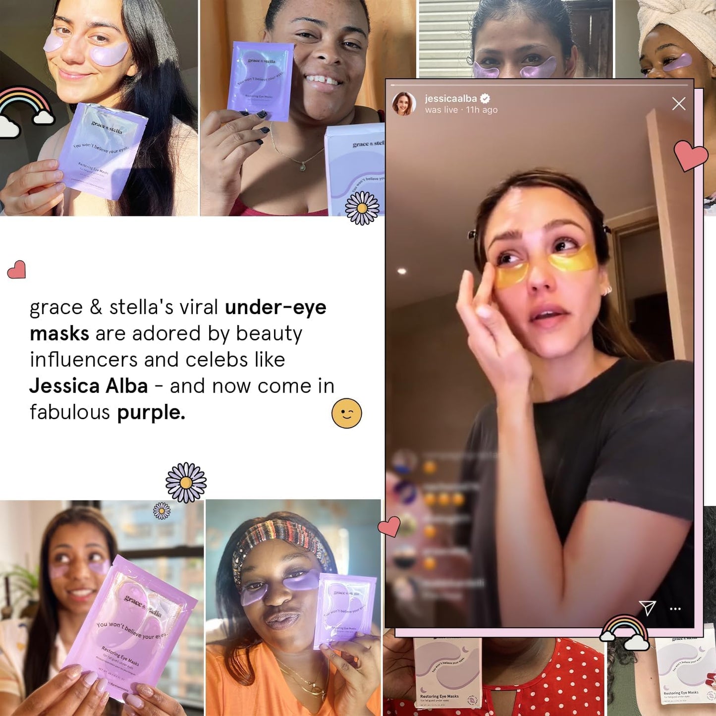 Zermet 1 grace & stella Retinol Under Eye Patches for Puffy Eyes and Dark Circles - Restoring Gel Under Eye Masks with Hyaluronic Acid - Vegan Cruelty-Free Skincare, Birthday Gifts for Women (Purple, 24 Pairs)