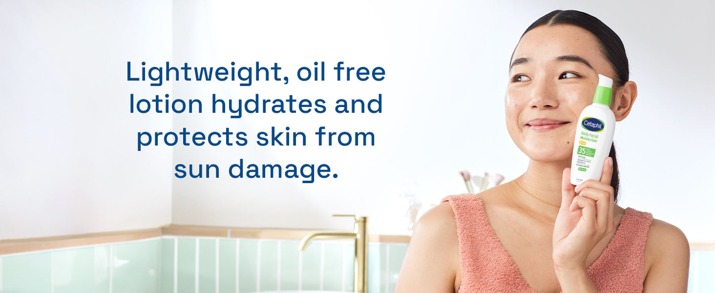 Zermet 1 Cetaphil Face Moisturizer, Daily Oil Free Facial Moisturizer with SPF 35, For Dry or Oily Combination Sensitive Skin, Fragrance Free Face Lotion