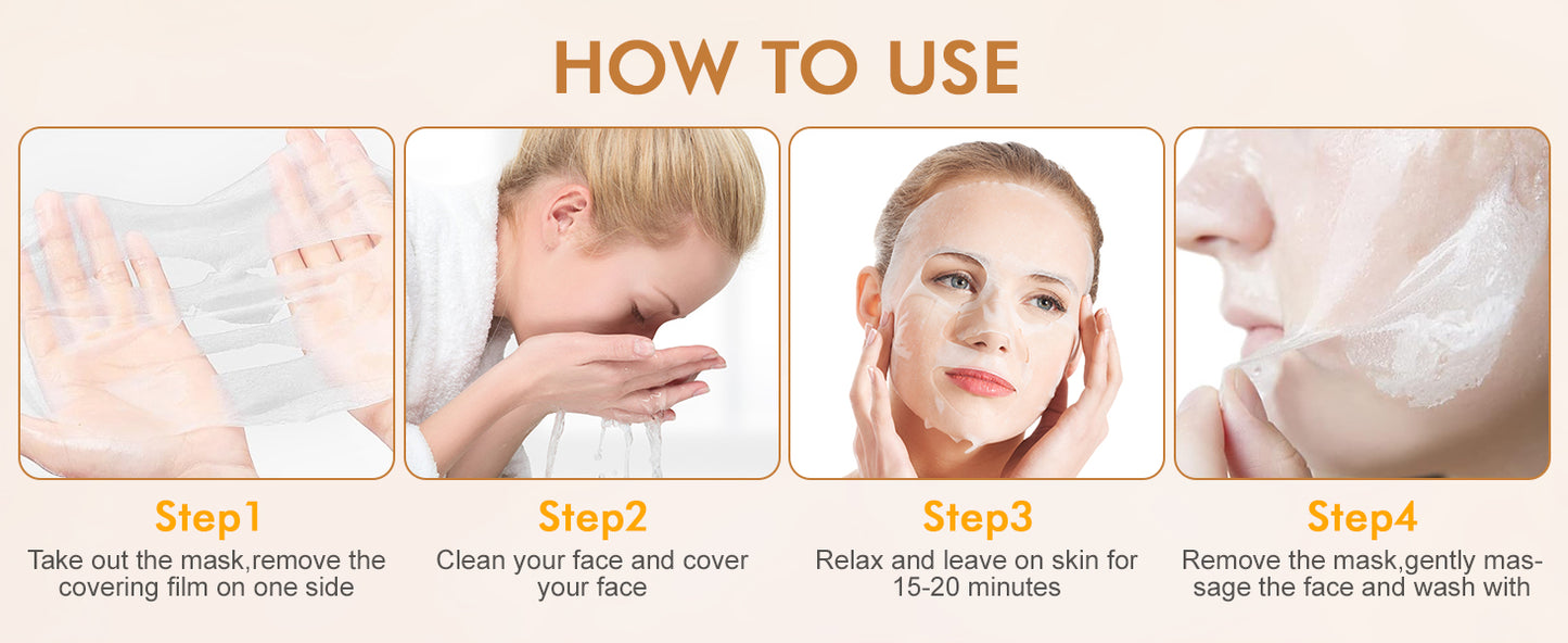 Zermet 1 60 Pack Collagen Essence Face Masks Skincare for Women, Hydrating Sheet Face Masks Suitable for Dry and Sensitive Skin, Bulk Facial Masks for Women Skin Care, Face Mask Gifts Set for Spa Party