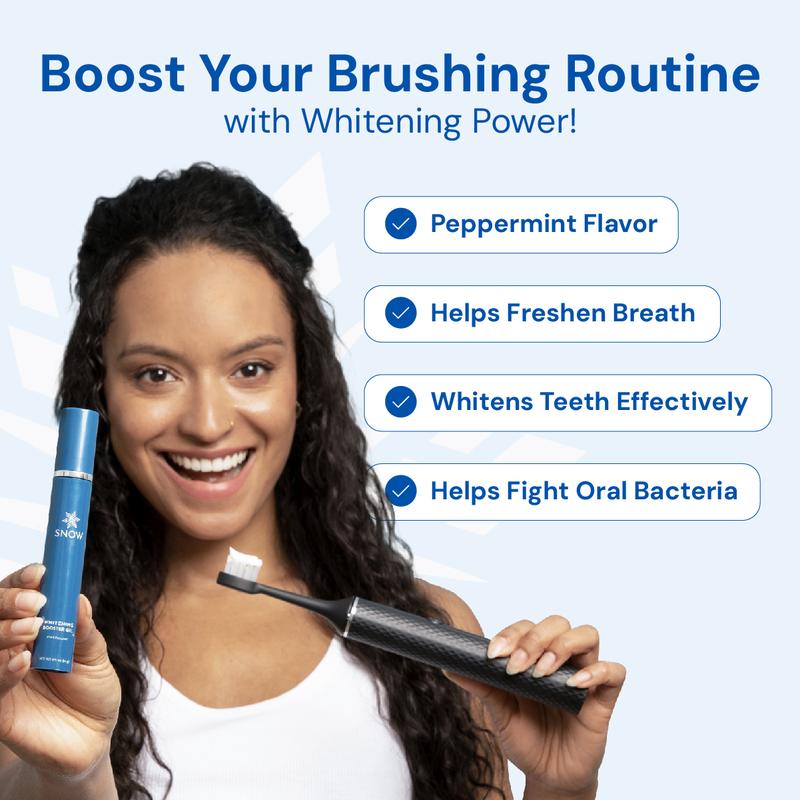 SNOW Daily Toothpaste Teeth Whitening Booster Gel Oral Brush | Gentle & Safe on Enamel | Safe at-Home Dental Hygiene | Tooth Care for a Whiter Smile