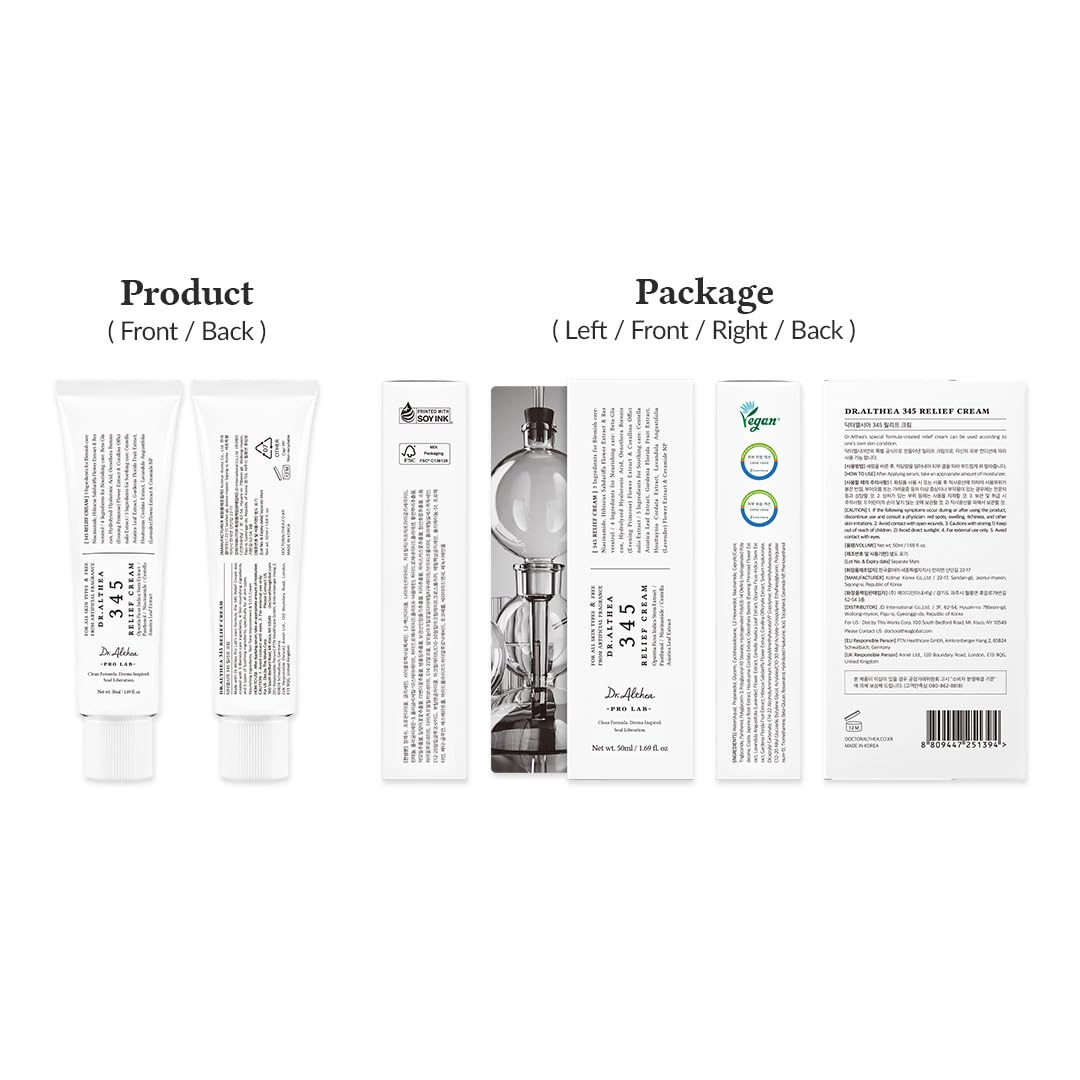 Zermet 1 Dr.Althea 345 Relief Cream, Daily Face Moisturizer, Blemish Relief Care, Soothing Recovery & Moisture, Korean Vegan Skin Care for All Skin Types, 1.69 Fl Oz (Pack of 1)